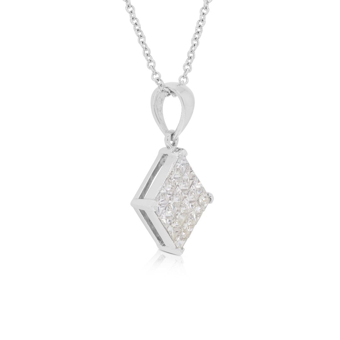 Stunning 0.96 Natural Diamond Necklace in 18K White Gold
