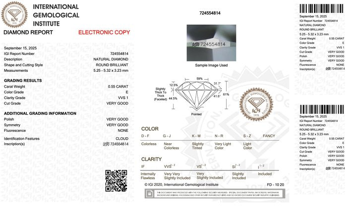 Brilliant 1.11ct Natural Pair of Round-Shaped Diamonds - IGI Certified