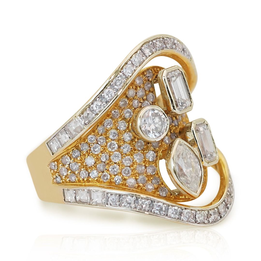 Peerless 3.03ct Natural Diamond Cluster Ring 14K Yellow Gold - IGI Certified
