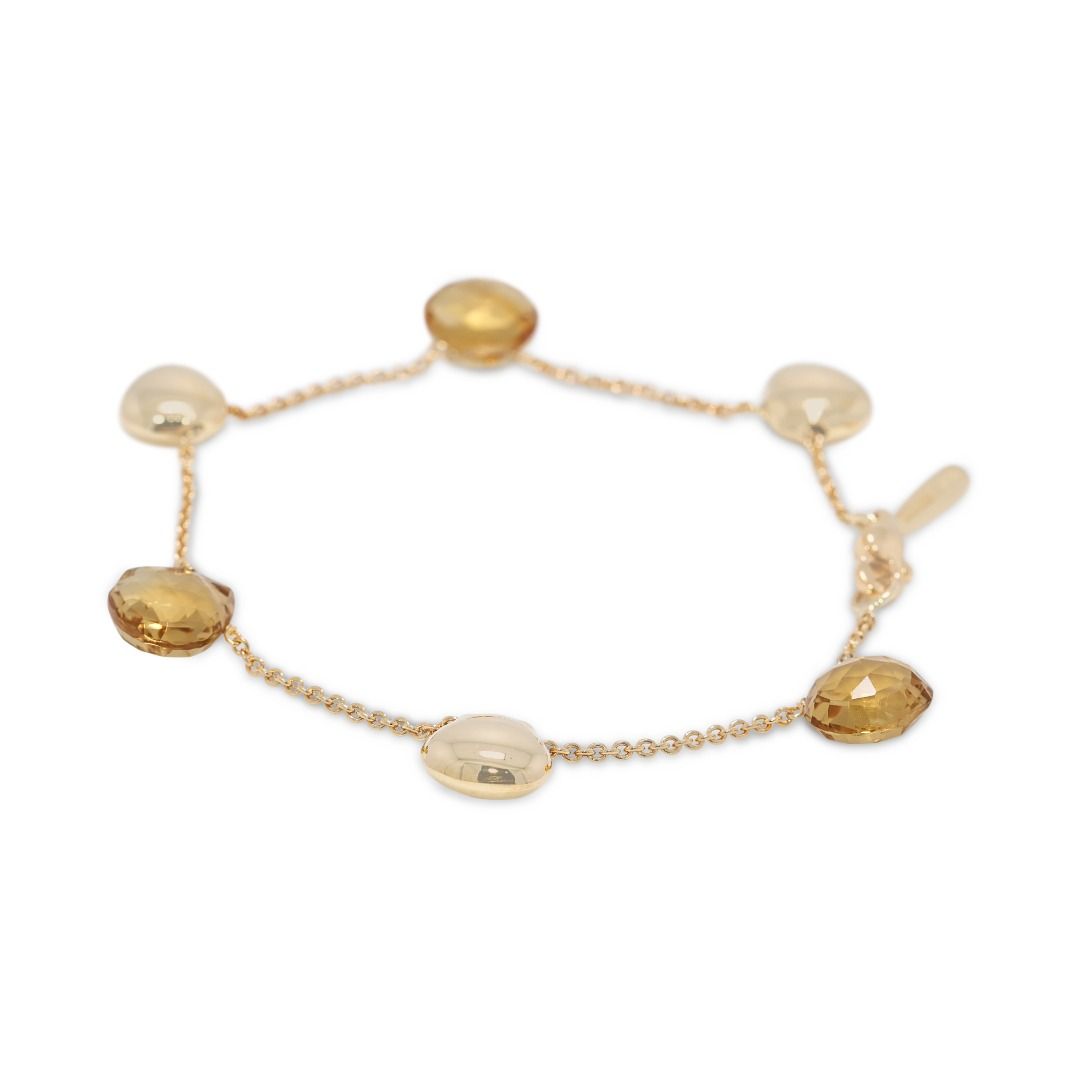 Warm 18K Yellow Gold Rose-Cut Citrine Bracelet