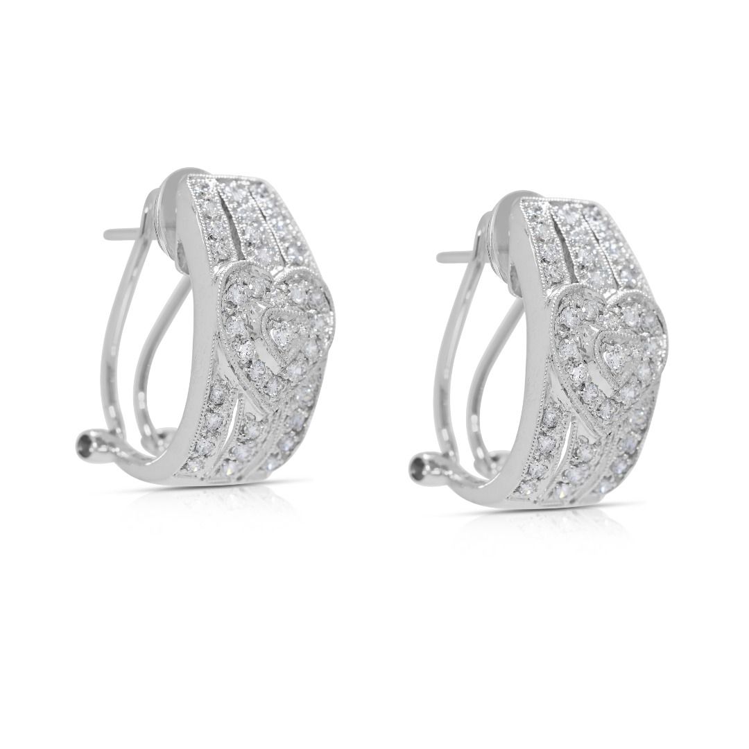 Brilliant 0.72ct Natural Diamond 18K White Gold Latch Back Earrings