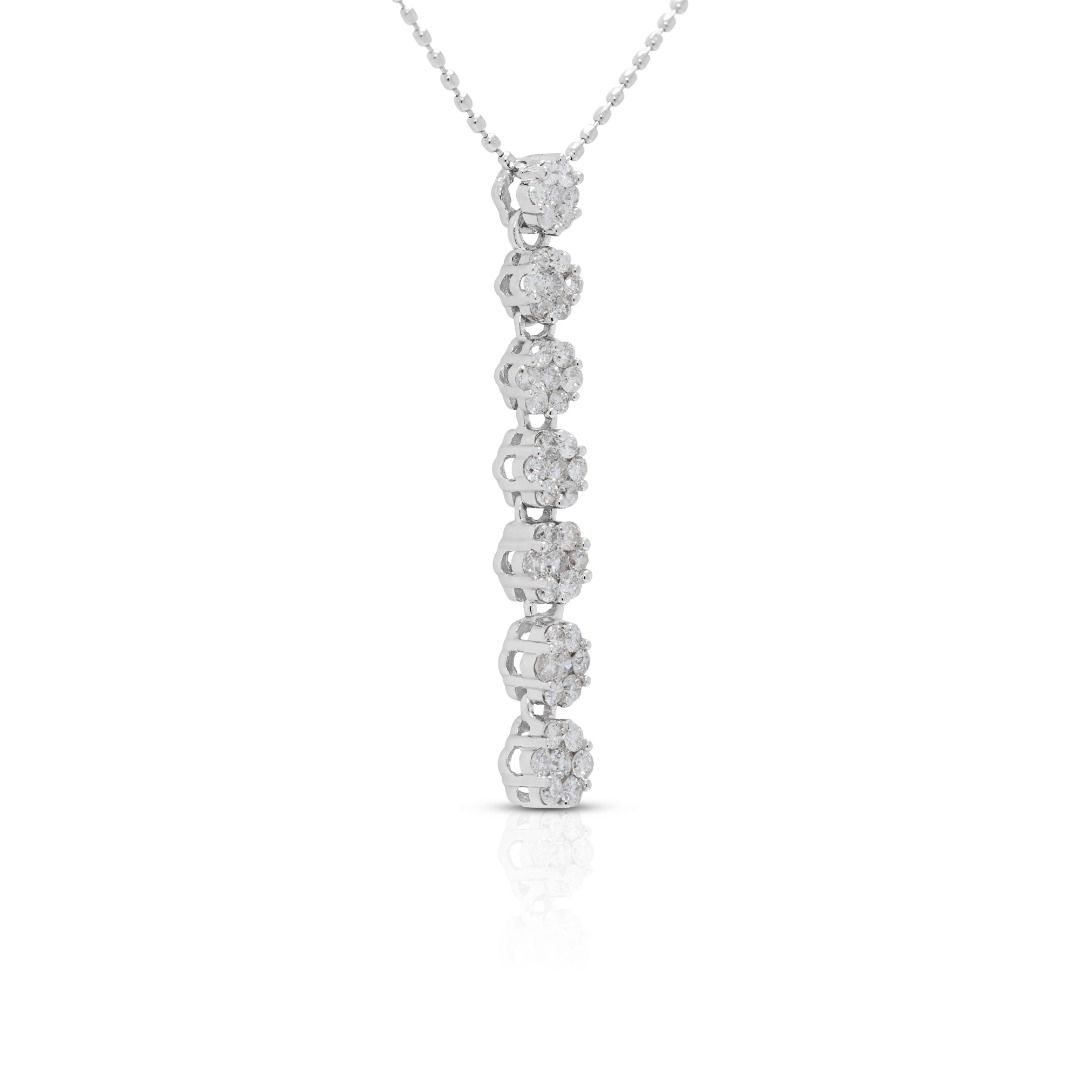 Glistening 0.5ct Journey-Style Natural Diamond Pendant with Chain in 18K White Gold