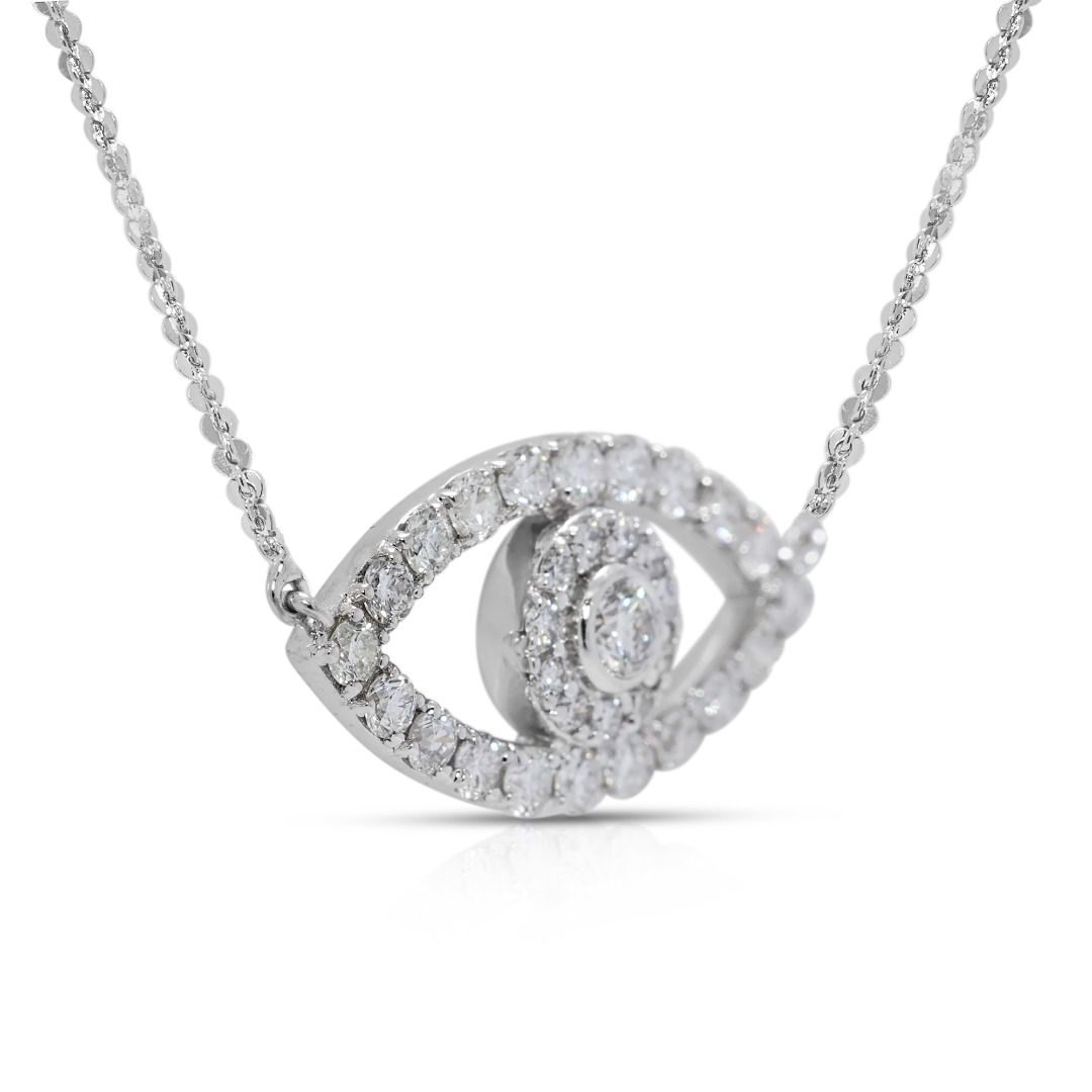 Mesmerizing 0.57ct Natural Diamond Eye Necklace in 18K White Gold