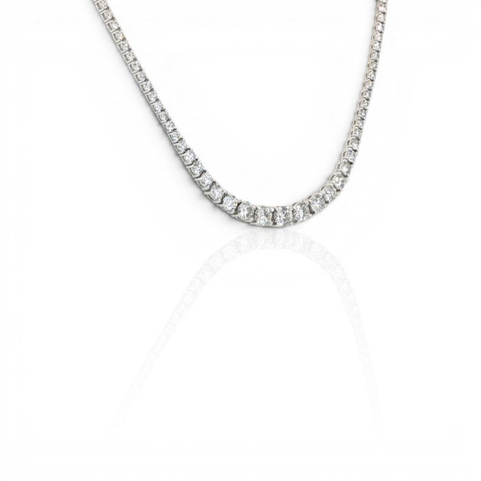 7.02 Carats IGI Certified Natural Diamond 18K White Gold Necklace