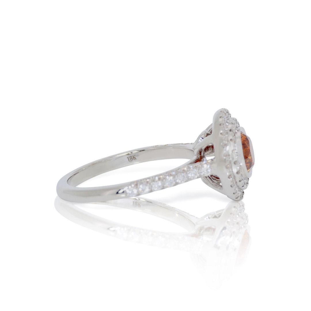 Fabulous .21ct. Natural colored Round Brilliant Halo Diamond Ring