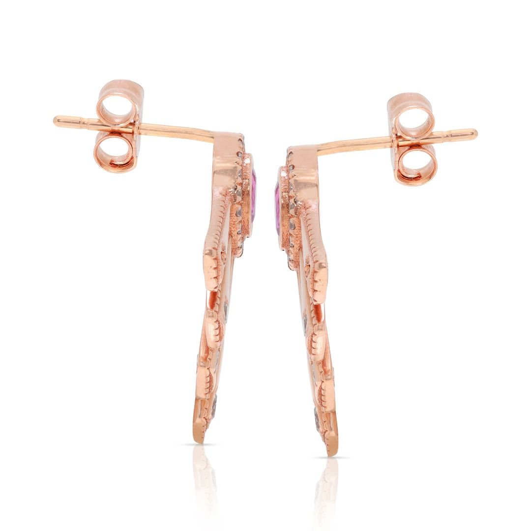 Elegant 0.75ct Oval Earrings in 14K Rose Gold