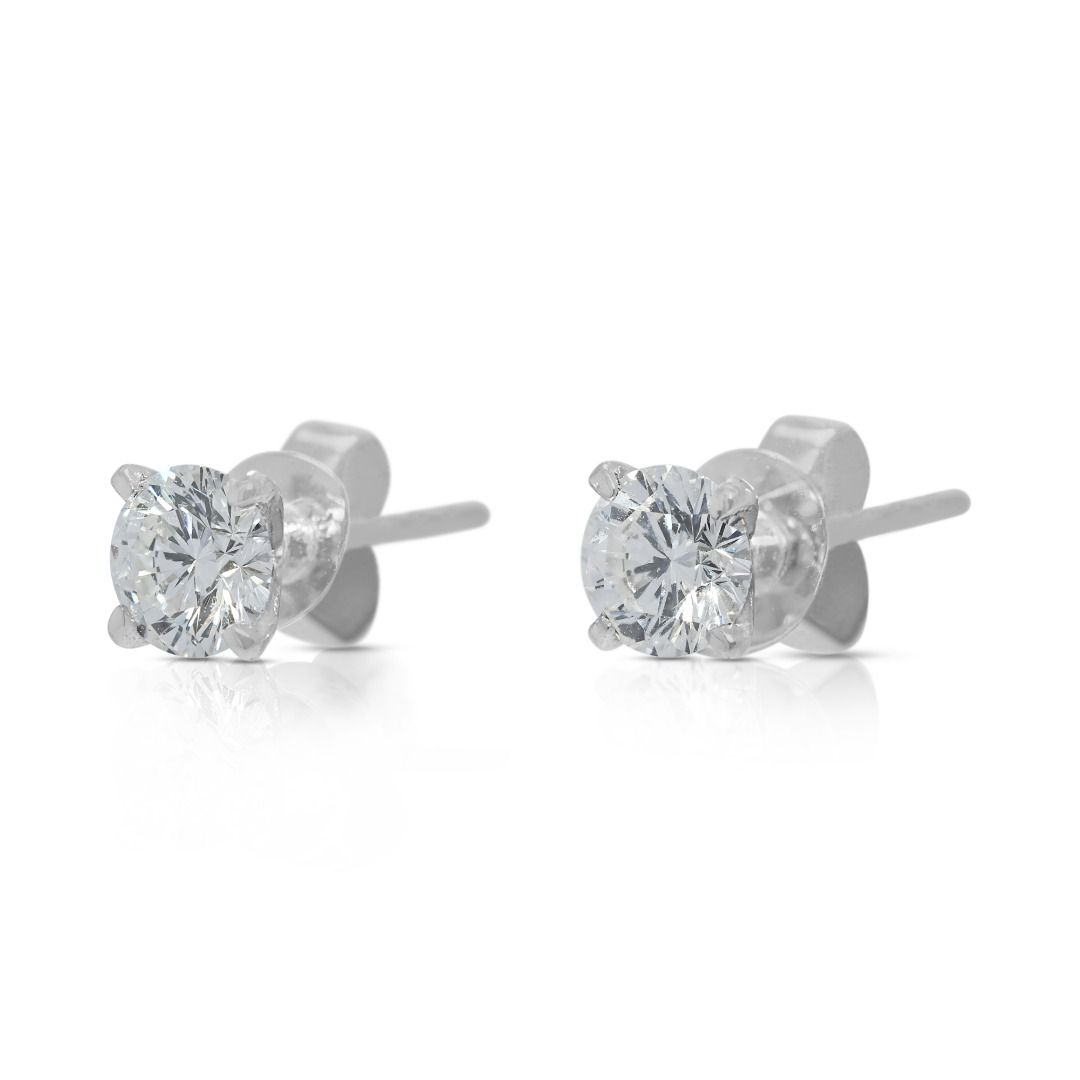 Brilliant 0.54ct Natural Diamond Stud Earrings in 18K White Gold (New-Unworn)