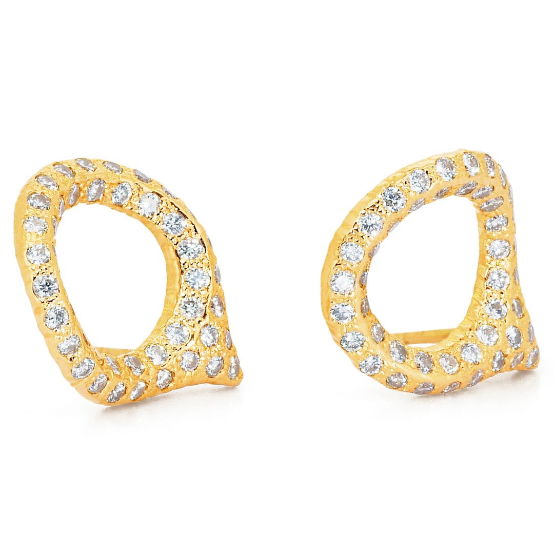 Glistening 1.28ct Natural Diamond Pave Hoop Earrings in 18K Yellow Gold - IGI Certified