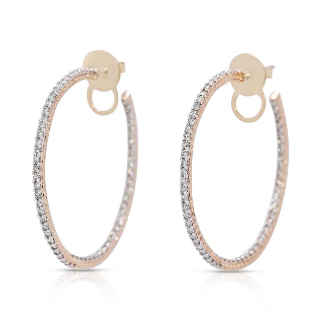 Captivating 2.1ct Natural Brown Diamond Hoop Earrings in 14K Yellow Gold
