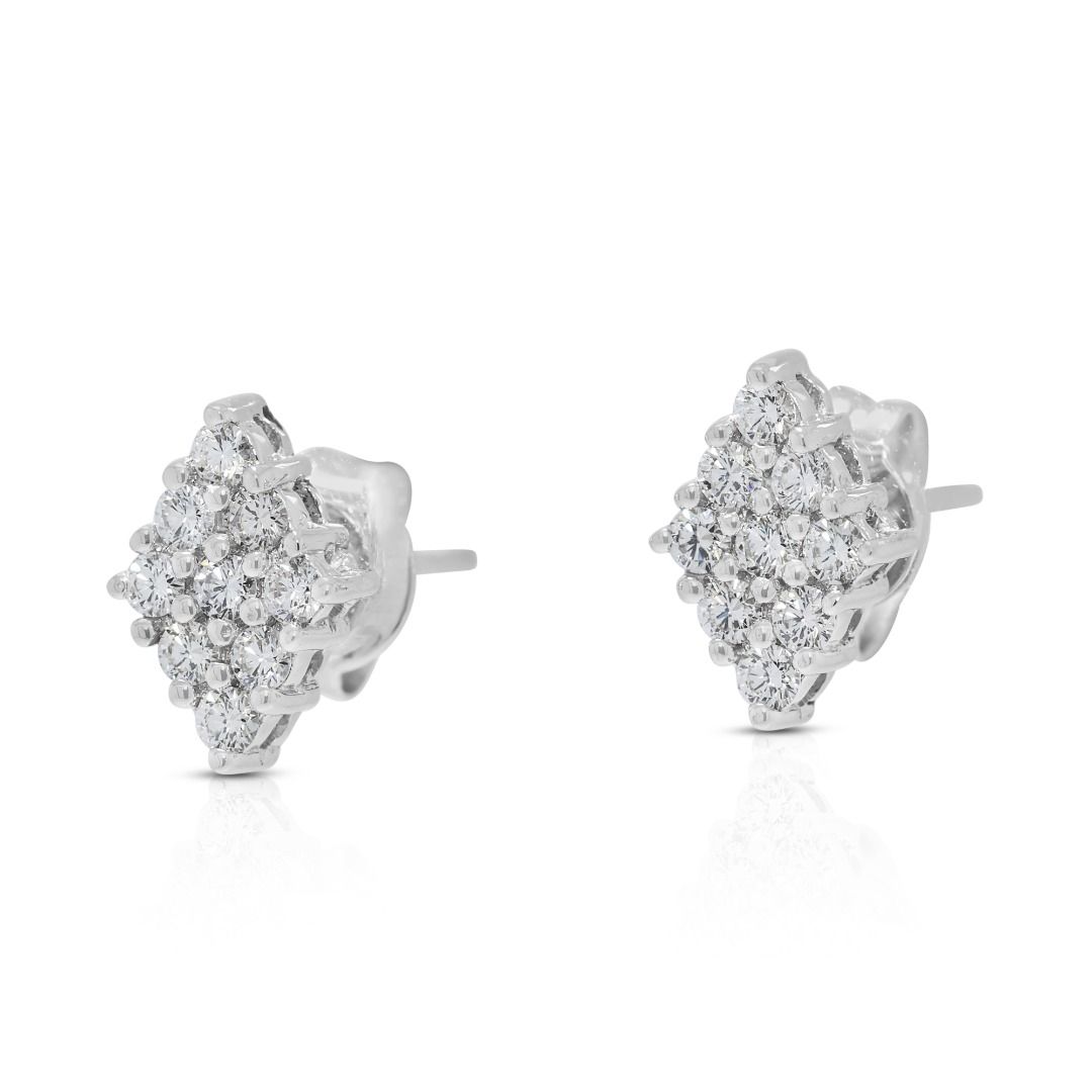 Radiant 0.27ct Natural Diamond 18K White Gold Earrings
