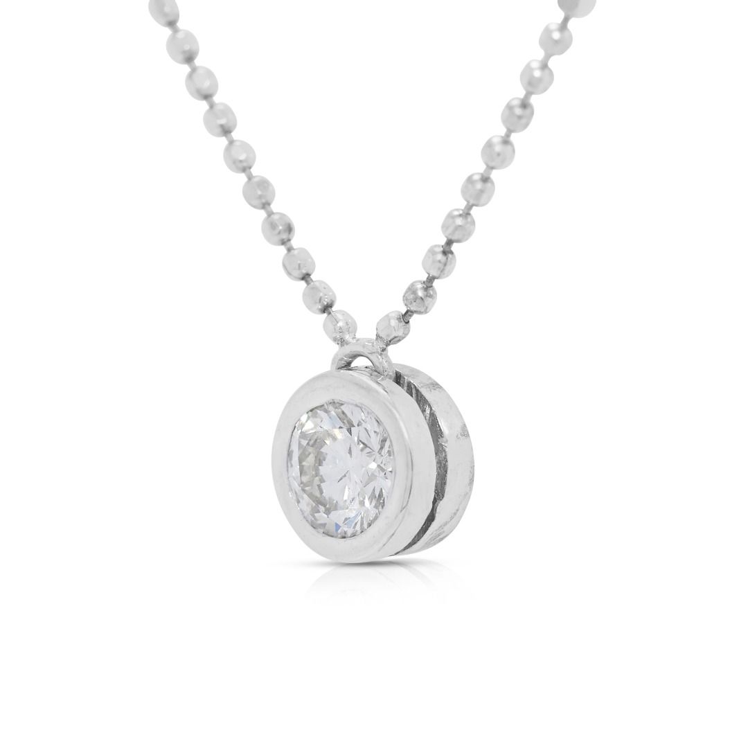 Polished 0.28ct Natural Diamond 18K White Gold Solitaire Necklace