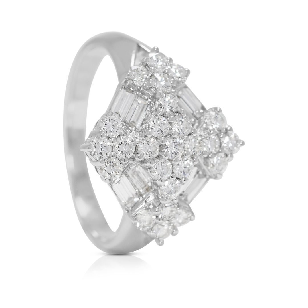 Luminous 0.86ct Natural Diamond 18K White Gold Statement Ring