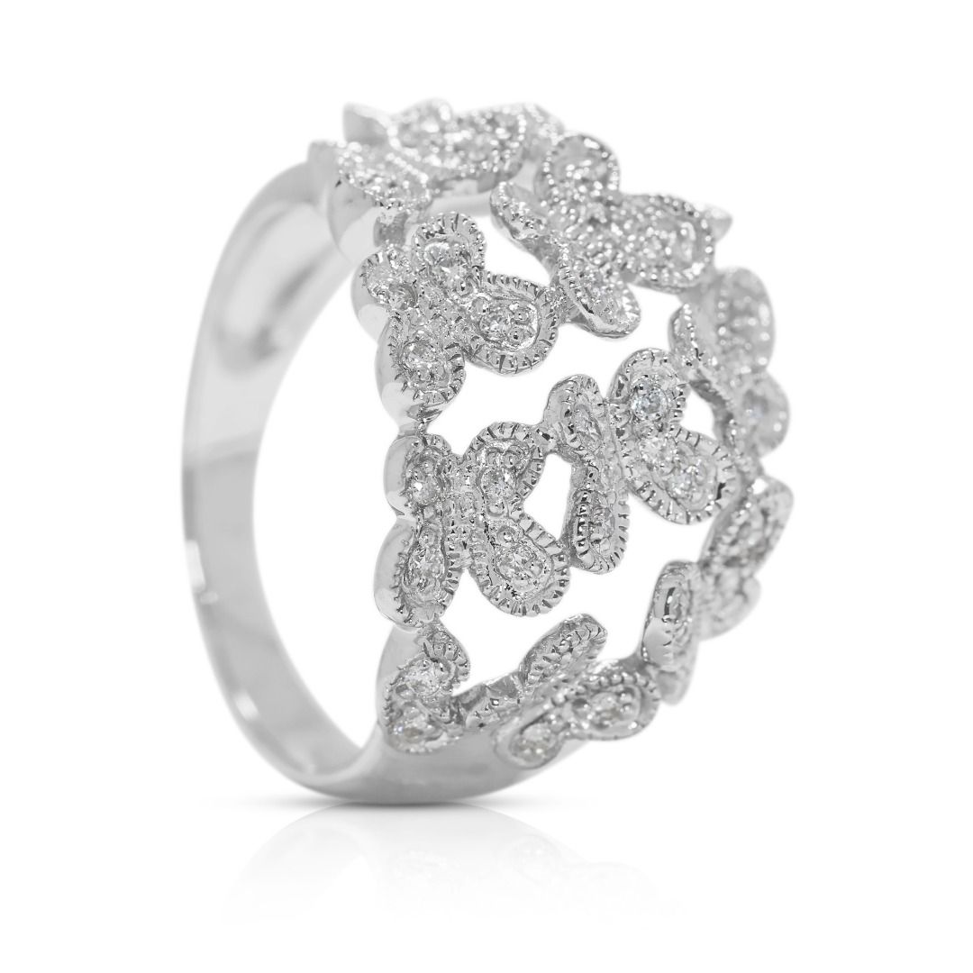 Sophisticated 0.27ct Natural Diamond Ring in 18K White Gold