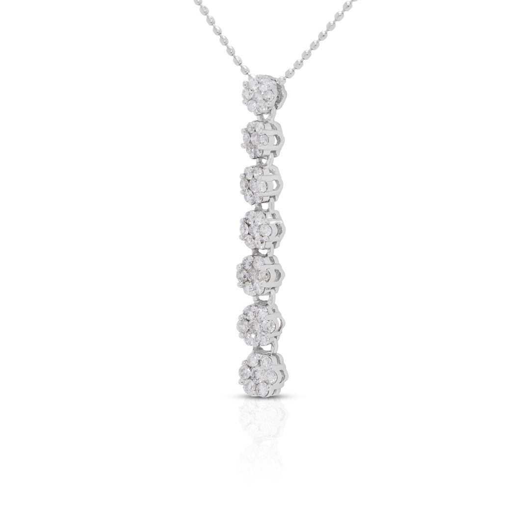 Glistening 0.5ct Journey-Style Natural Diamond Pendant with Chain in 18K White Gold