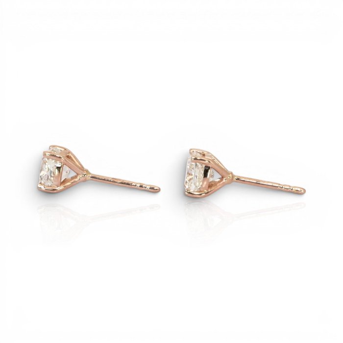 2.10 Carats IGI Certified Natural Diamond 18K Rose Gold Stud Earrings