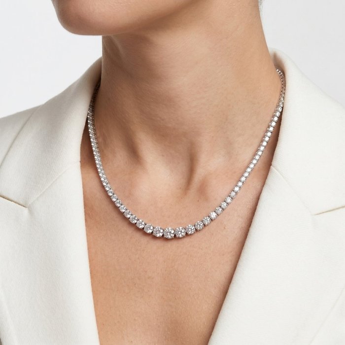 7.03 Carats IGI Certified Natural Diamond 18K White Gold Necklace
