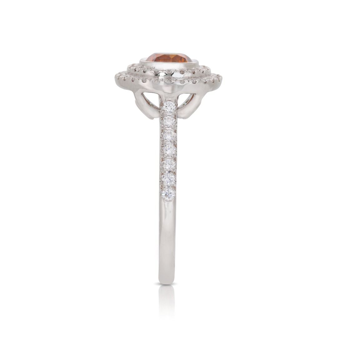 Fabulous .21ct. Natural colored Round Brilliant Halo Diamond Ring