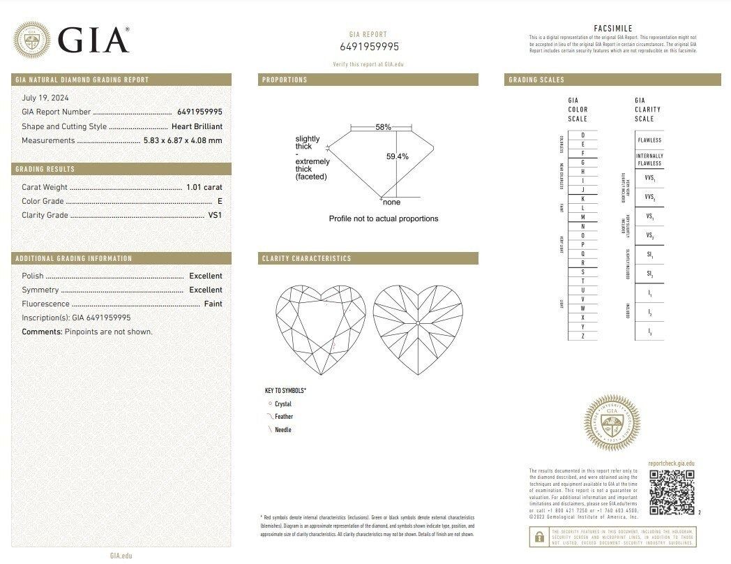 Stunning 2 carat and 3 points Double Excellent Ideal Cut Pair of Heart-Shaped Natural Diamonds
