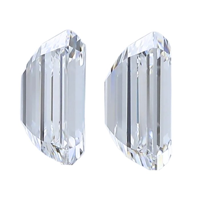 Dazzling 2.00ct Pair of Emerald Cut Diamonds - IGI Certified