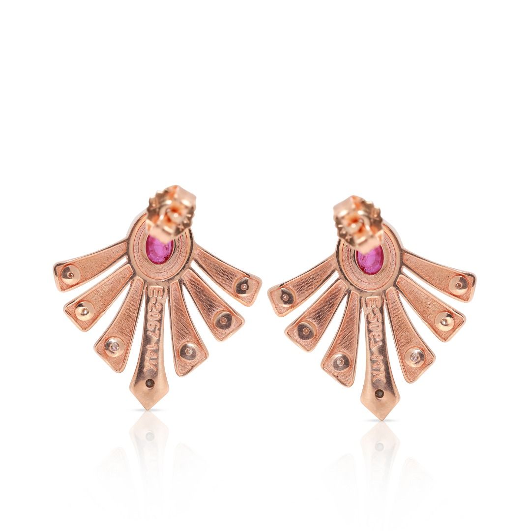 Elegant 0.75ct Oval Earrings in 14K Rose Gold