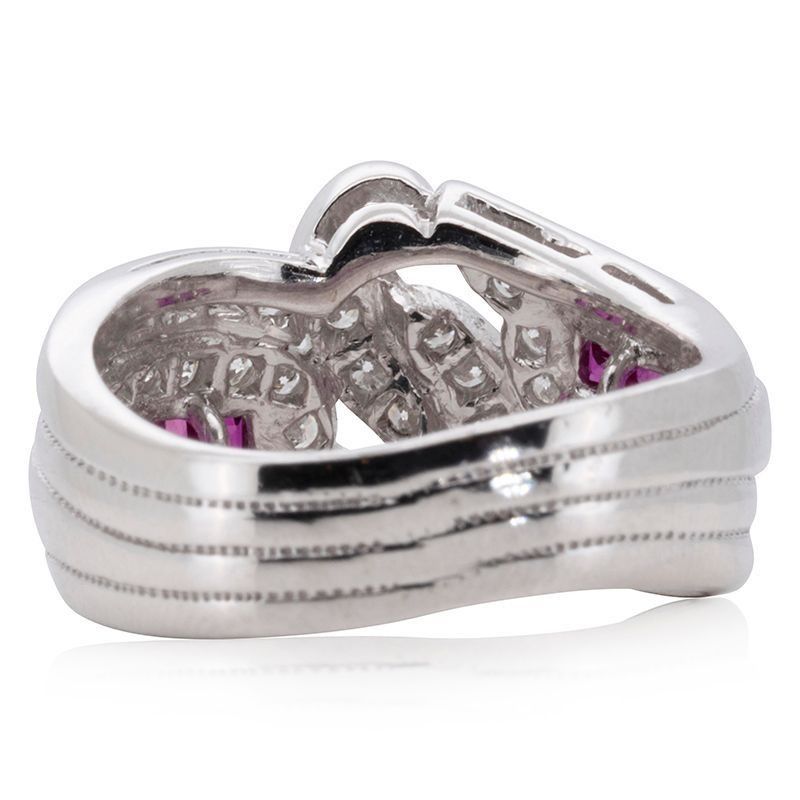 Fancy 0.95ct Ruby and Natural Diamonds Ring in Platinum