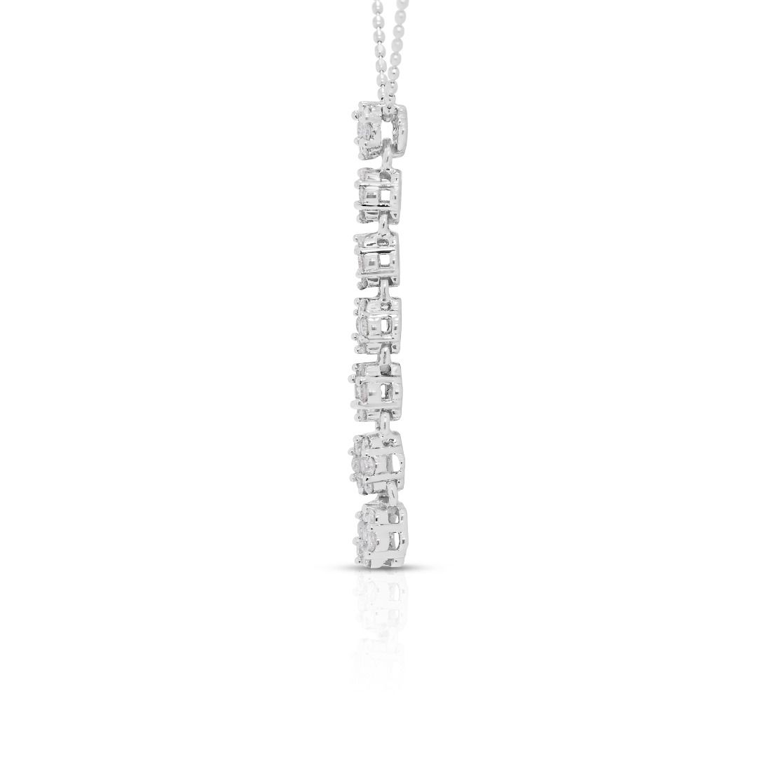 Glistening 0.5ct Journey-Style Natural Diamond Pendant with Chain in 18K White Gold