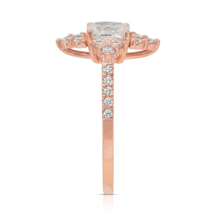 Radiant 1.48ct Diamonds Pave Ring in 18k Rose Gold