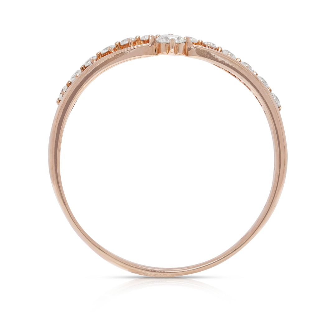 Elegant 0.17ct Round Brilliant Diamonds Ring in 14K Rose Gold