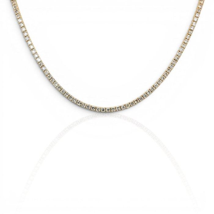 6.30 Carats GCI Certified Natural Diamond 14K Yellow Gold Necklace