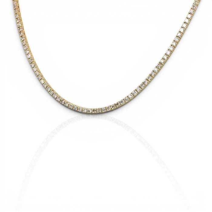 6.30 Carats GCI Certified Natural Diamond 14K Yellow Gold Necklace