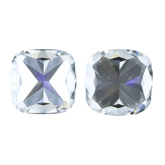 Dazzling 2.03ct Double Excellent Ideal Cut Pair of Cushion-Shaped Diamonds - GIA Certified