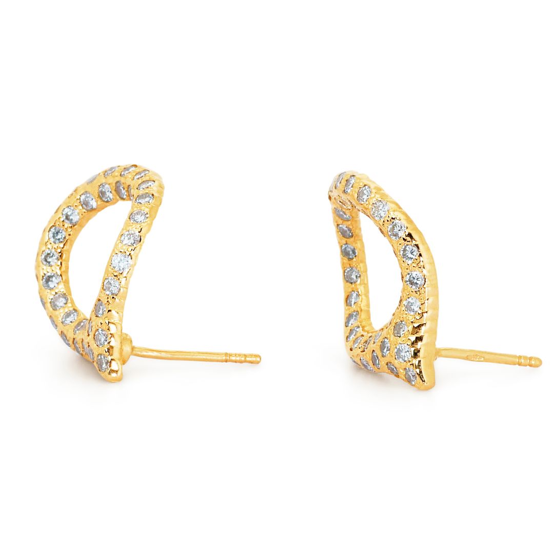 Glistening 1.28ct Natural Diamond Pave Hoop Earrings in 18K Yellow Gold - IGI Certified