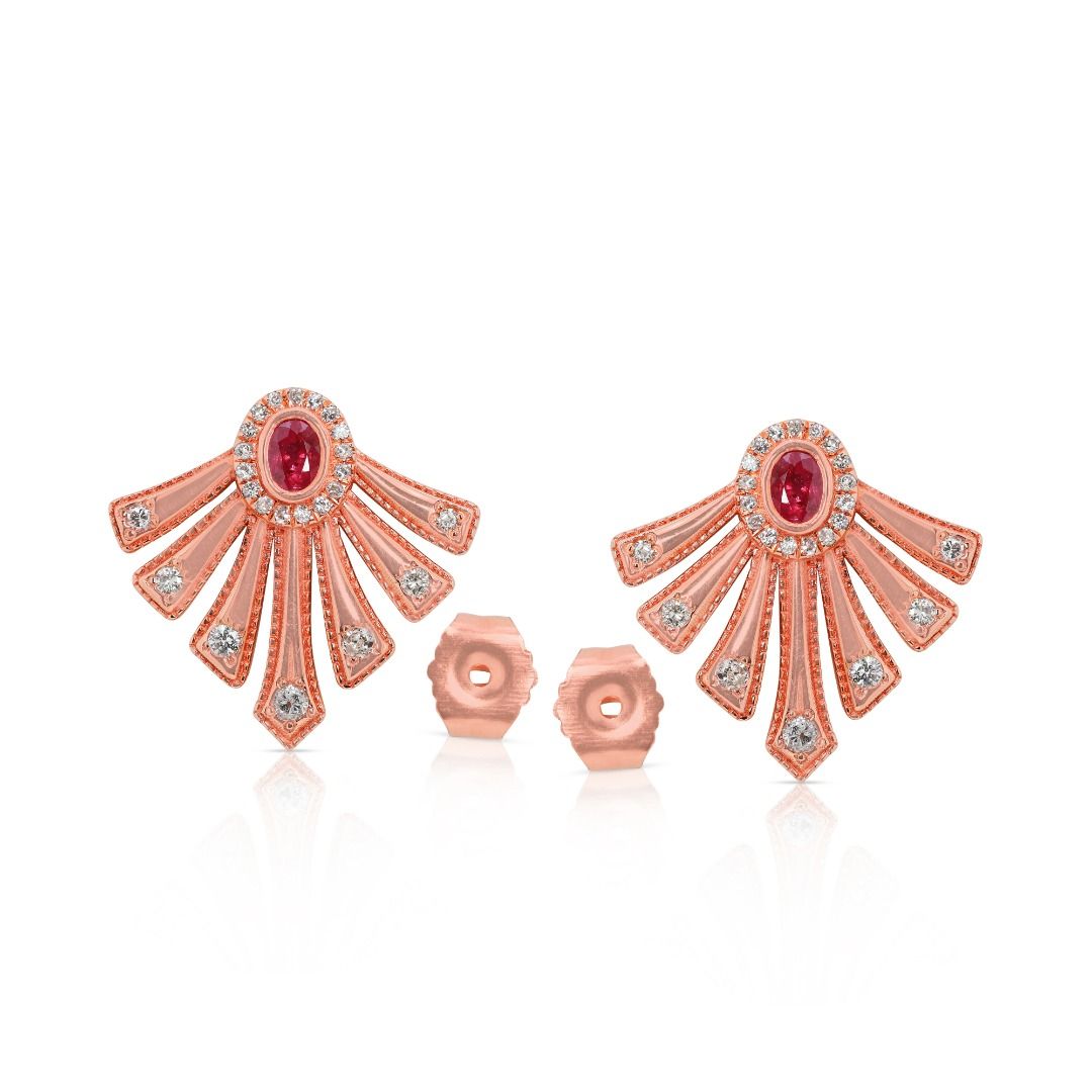 Elegant 0.75ct Oval Earrings in 14K Rose Gold