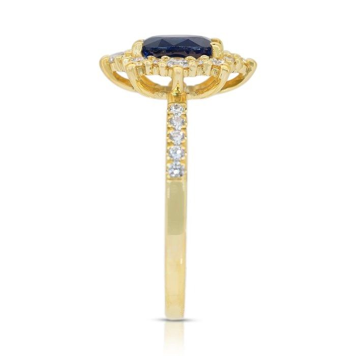 Captivating 1.49ct Sapphire and Diamonds Cluster Ring in 18k Yellow Gold
