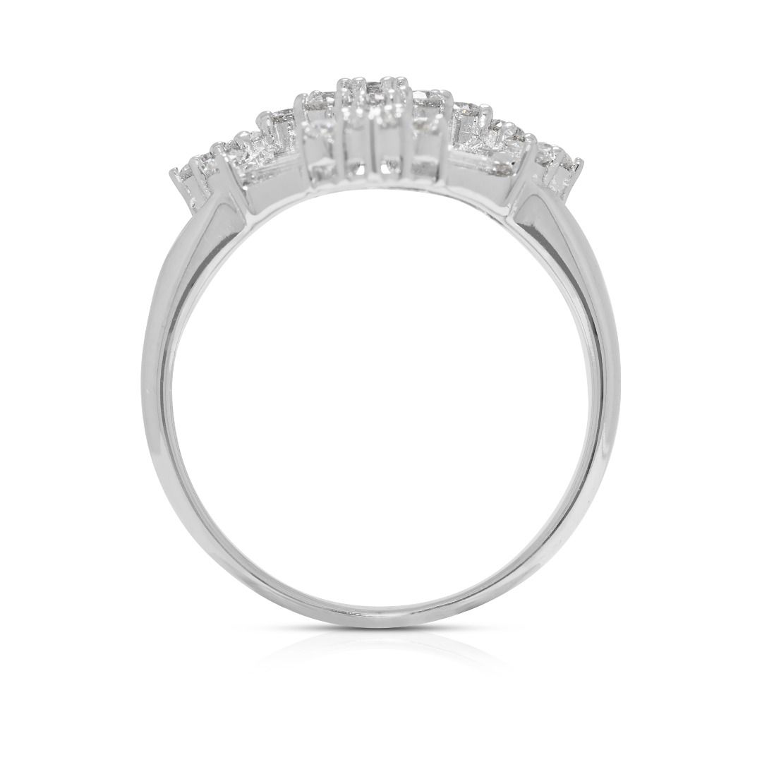 Luminous 0.86ct Natural Diamond 18K White Gold Statement Ring