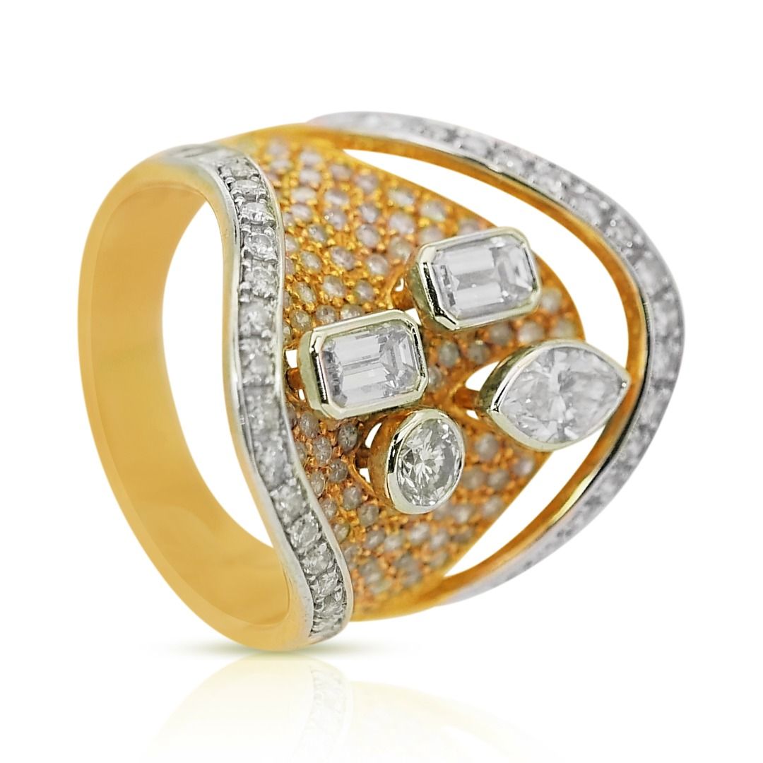 Peerless 3.03ct Natural Diamond Cluster Ring 14K Yellow Gold - IGI Certified