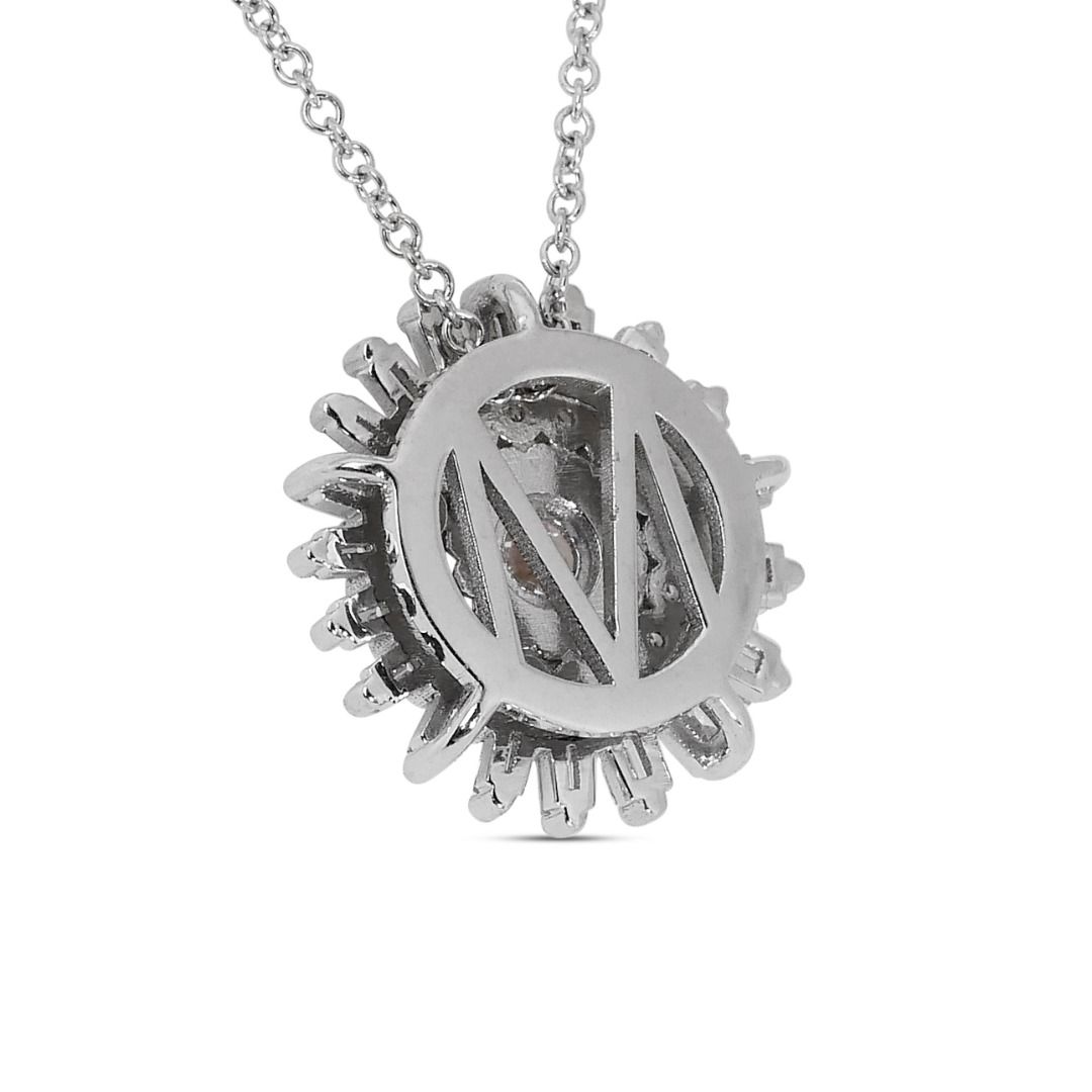 Stunning Flower-designed Diamond Necklace in 18K White Gold