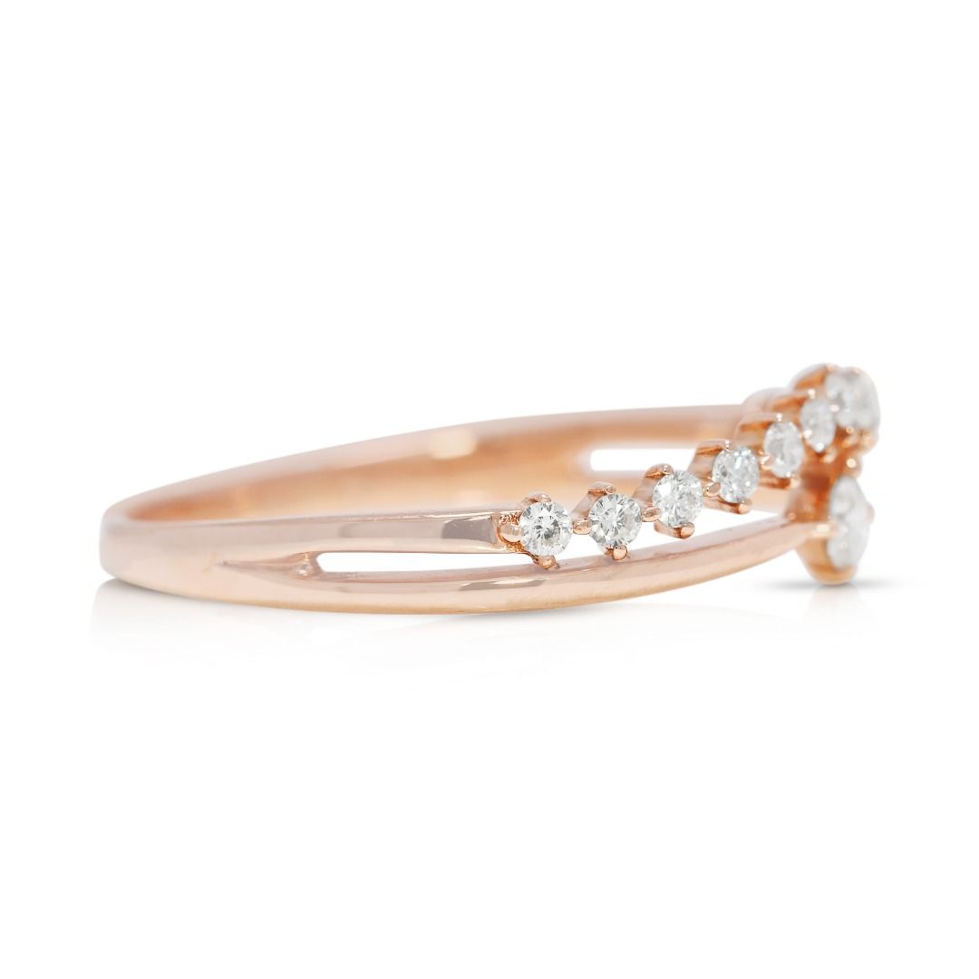 Elegant 0.17ct Round Brilliant Diamonds Ring in 14K Rose Gold