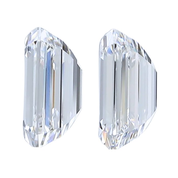 Dazzling 2.00ct Pair of Emerald Cut Diamonds - IGI Certified