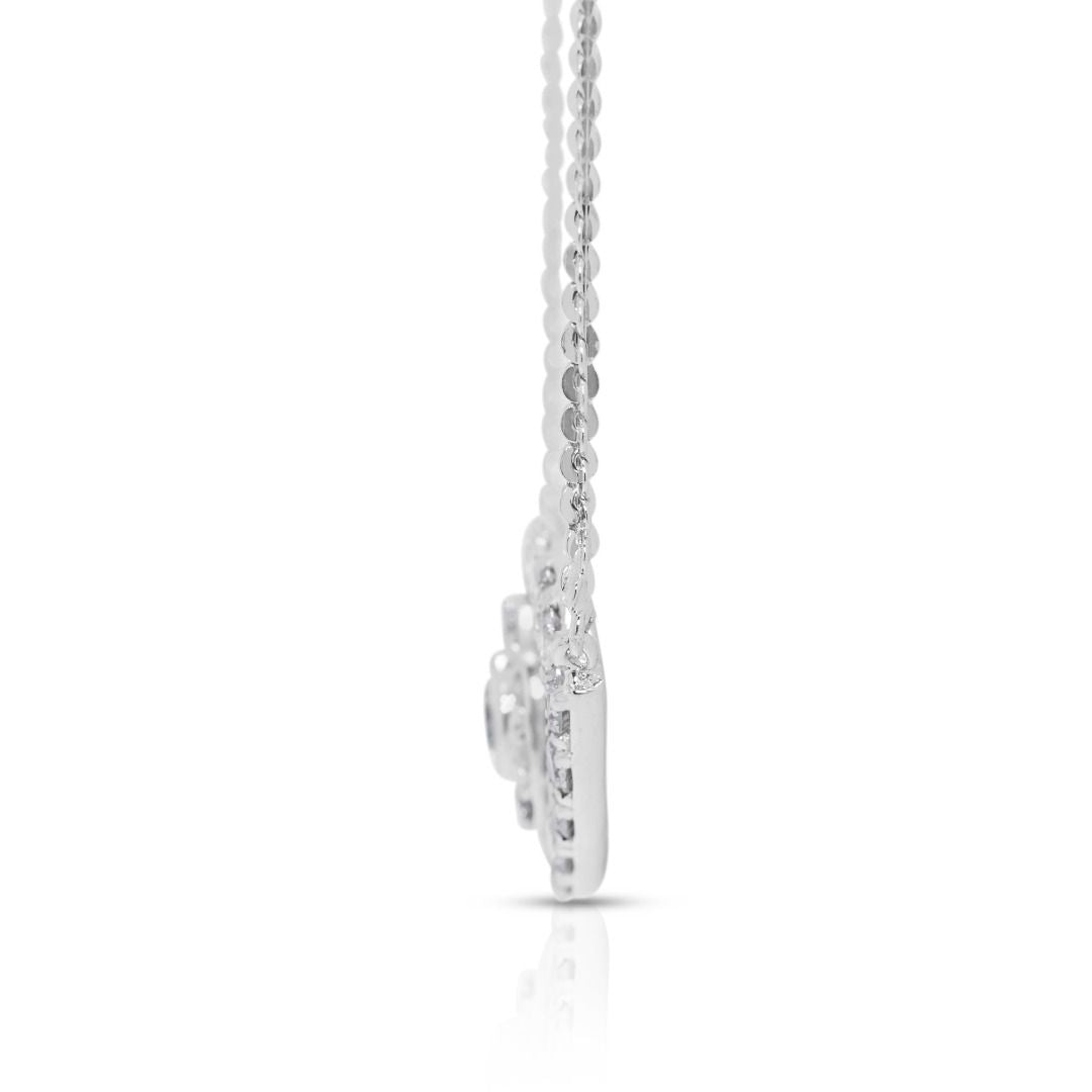 Mesmerizing 0.57ct Natural Diamond Eye Necklace in 18K White Gold