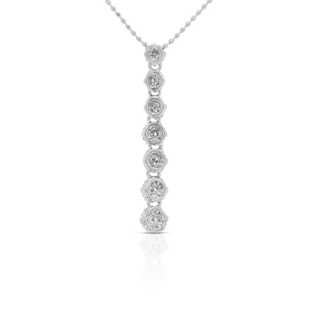 Glistening 0.5ct Journey-Style Natural Diamond Pendant with Chain in 18K White Gold