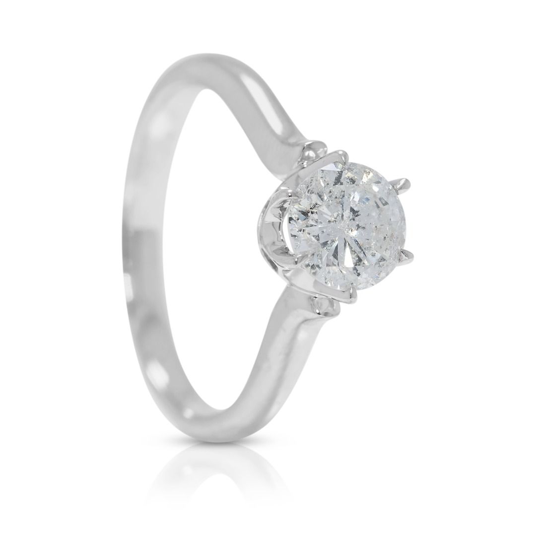 Timeless 0.88ct Solitaire Natural Diamond Ring in 14K White Gold