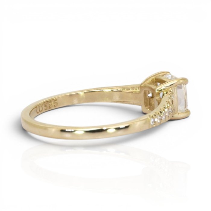1.21 Carats GCI Certified Natural Diamond 14K Yellow Gold Pave Ring