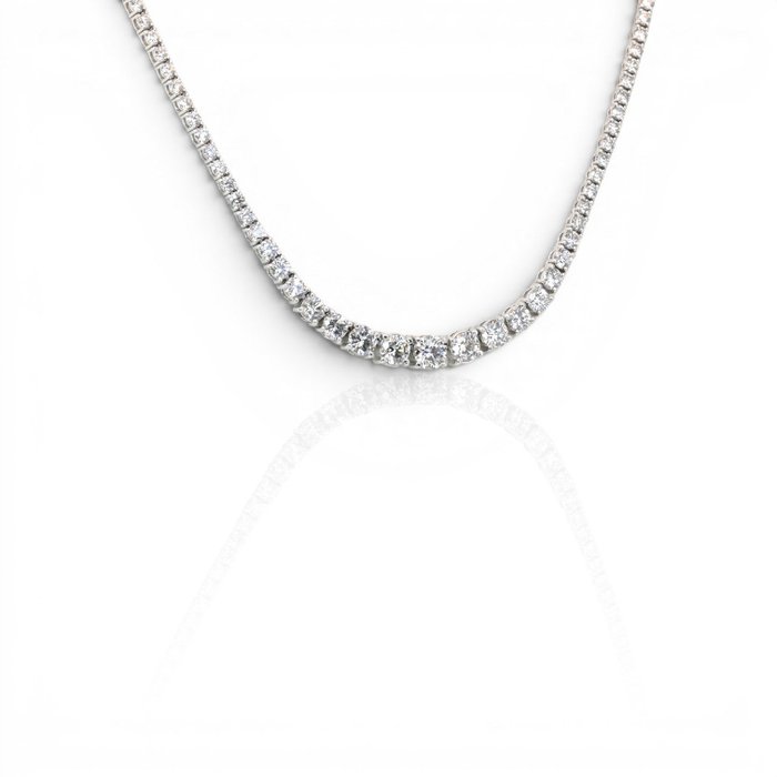 7.02 Carats IGI Certified Natural Diamond 18K White Gold Necklace