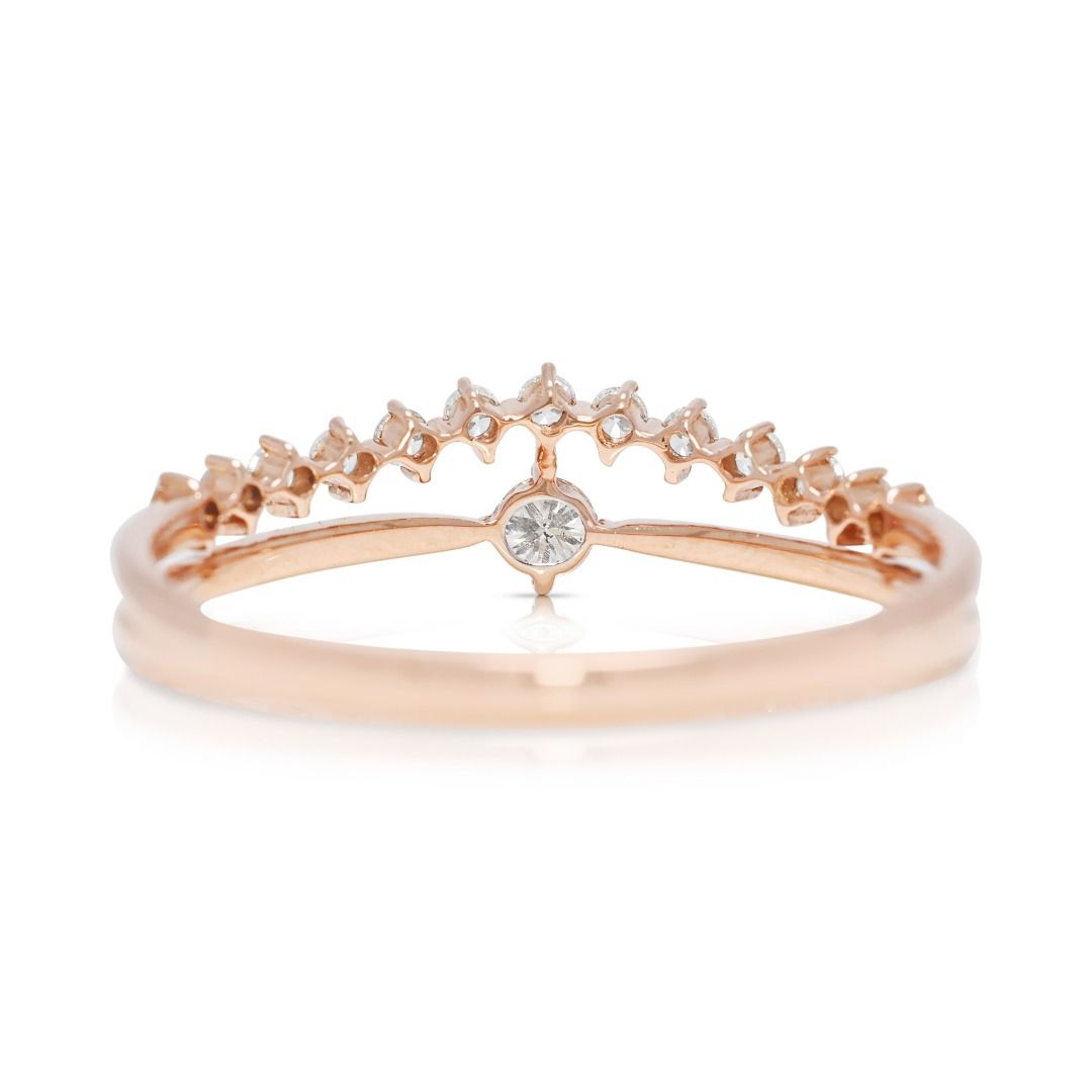 Elegant 0.17ct Round Brilliant Diamonds Ring in 14K Rose Gold