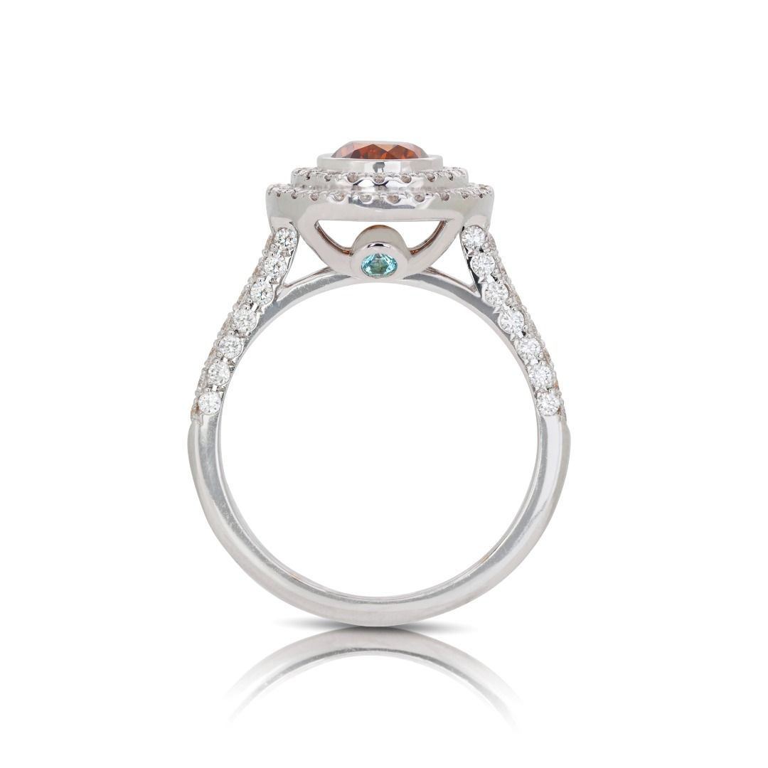 Fabulous .21ct. Natural colored Round Brilliant Halo Diamond Ring