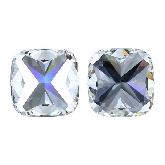 Brilliant 3.17ct Double Excellent Ideal Cut Square Cushion Pair of Diamonds - IGI Certified