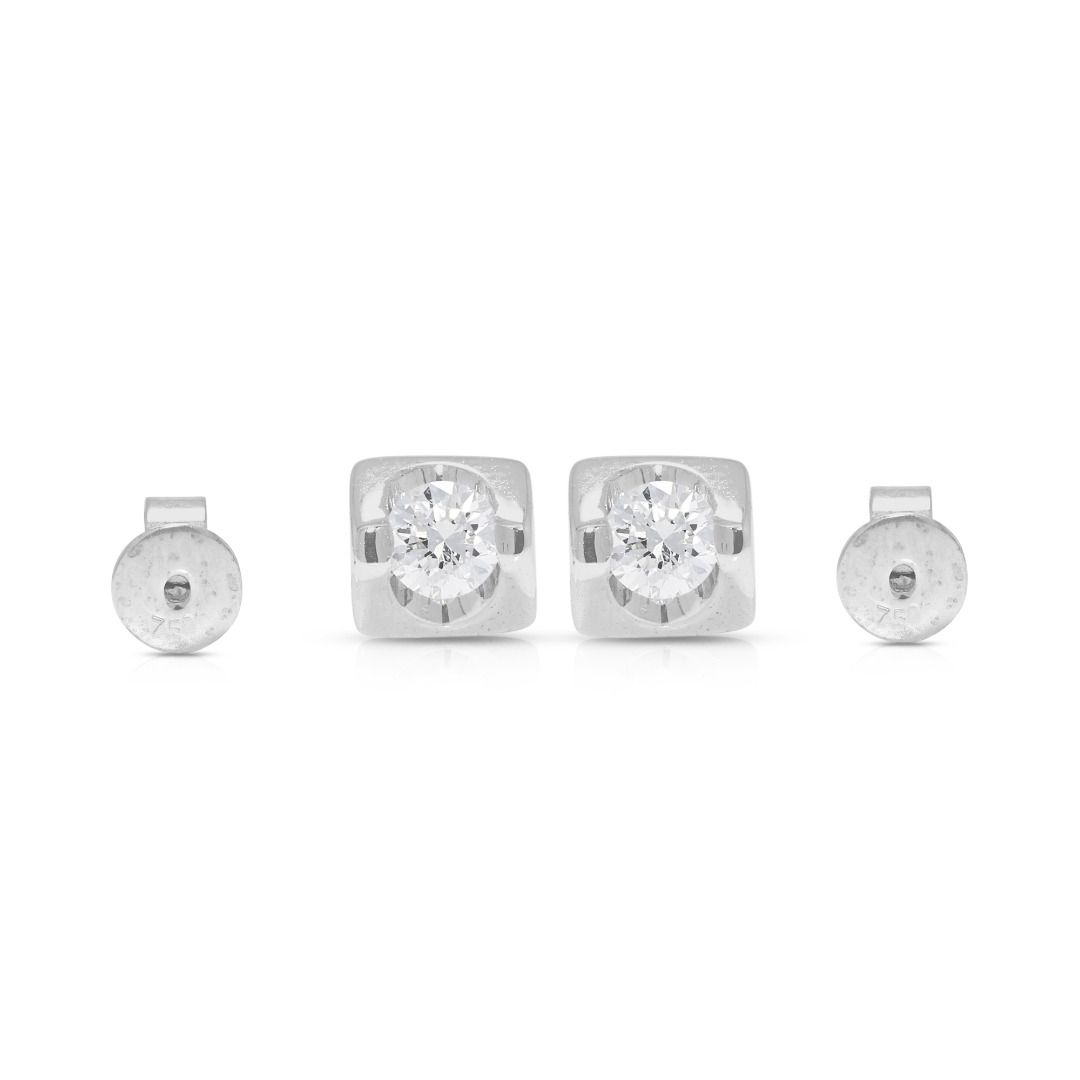 Dainty 0.1ct Natural Diamond Stud Earrings in 18K White Gold