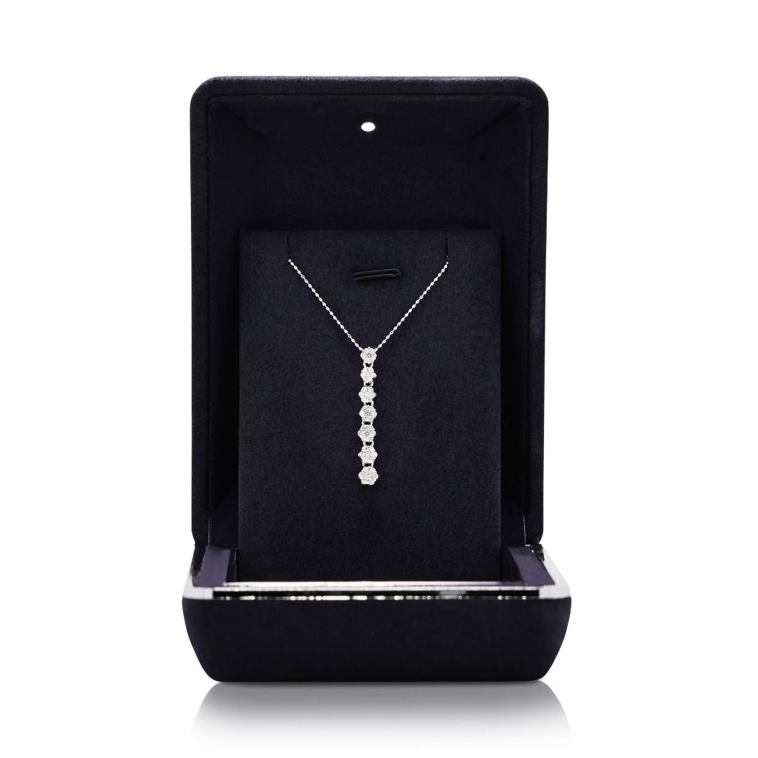Glistening 0.5ct Journey-Style Natural Diamond Pendant with Chain in 18K White Gold