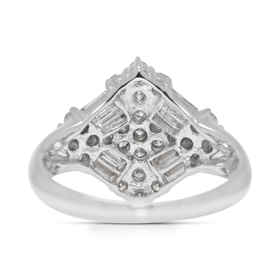 Luminous 0.86ct Natural Diamond 18K White Gold Statement Ring